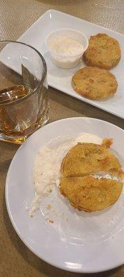 Fried Green Tomatoes and Bookers Bourbon neat apps