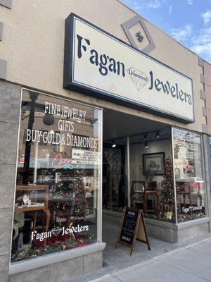 Storefront at Christmas.