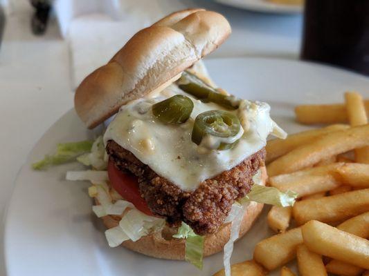 The Chipotle chicken sandwich with fries and a Coke