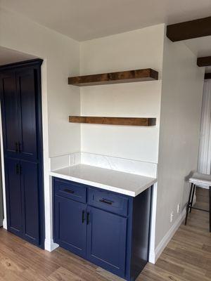 Coffee bar with floating shelves