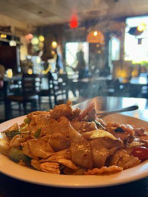 Drunken noodles with Chicken. Absolutely delicious flavors.