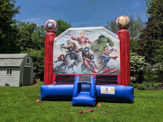 Bounce house rental - part of package - with discounts and coupon it was $400 for 6 tables, 30 chairs, and character bounce house