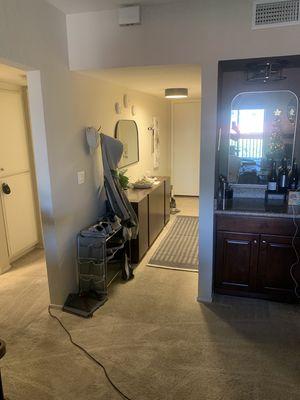 Some furniture building, paint, and rearranging for the client to make the best of their space on a budget