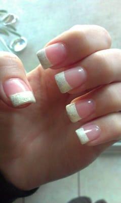 Painted on white tip with glitter. Loved it!