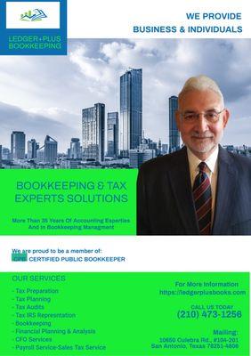 Services provided by ledger+Plus Bookkeeping & tax Service, LLC