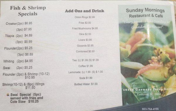 Sunday Morning’s Restaurant And Cafe