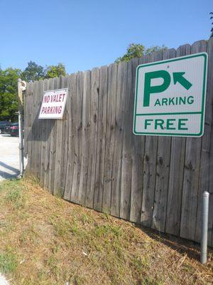 The parking lot. It's rocky, but ample and free