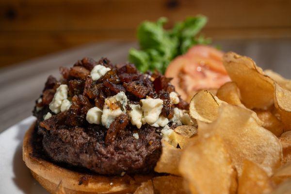 Bacon Jam with blue cheese burger