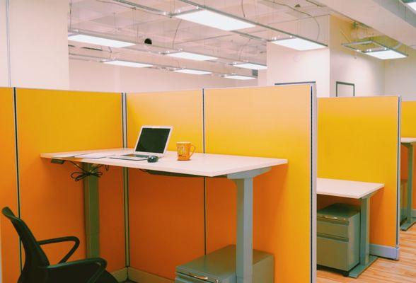 Cubicles with Stand-sit electric desks, chair and file cabinet only $450 per month