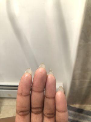I didn't like how the acrylic came over the tips. She made my nail longer than I wanted it using acrylic.