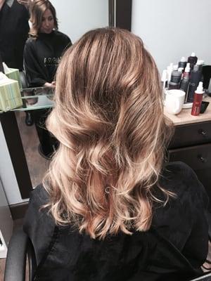A blonde balyage to ease her back to her lighter hair
