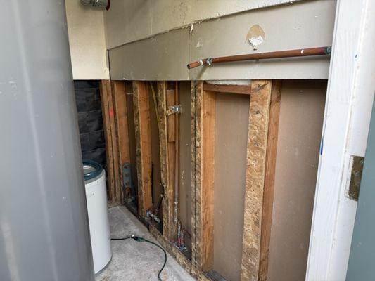 Damaged and abandoned drywall.