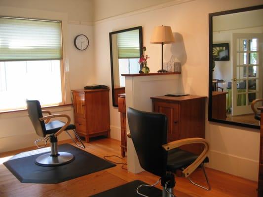 The stylist's stations in the salon.