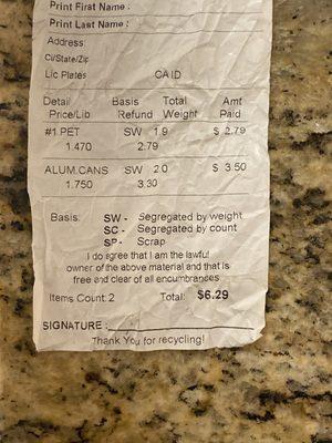 WRONG......7 dollars out OF what was SUPPOSED to BE 21$$$$..........PROOF march 2 2025.!!!
Will NOT RecyclE here AGAIN.