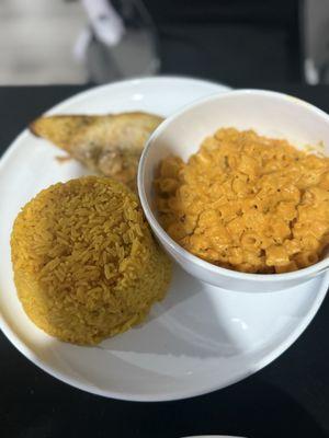 Red snapper fillet, yellow rice, macaroni and cheese