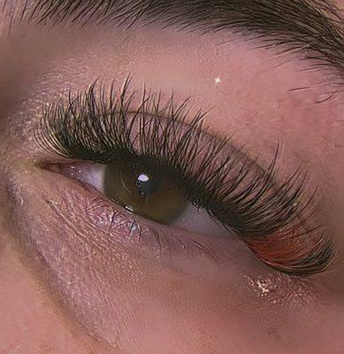 Volume full set with a pop of red