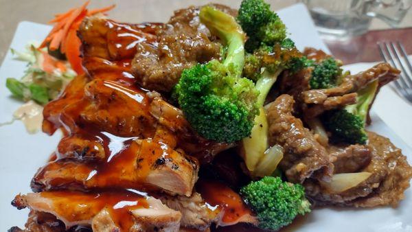 Chicken Teriyaki and Broccoli Beef combination.