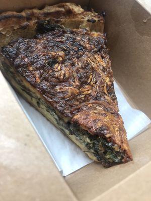 Burnt looking quiche was excellent despite appearance