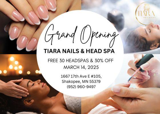 Grand Opening:
March 14th.
Enter for a chance to win a 45mins Head Spa session and enjoy 30% off until Sunday the 16th.
