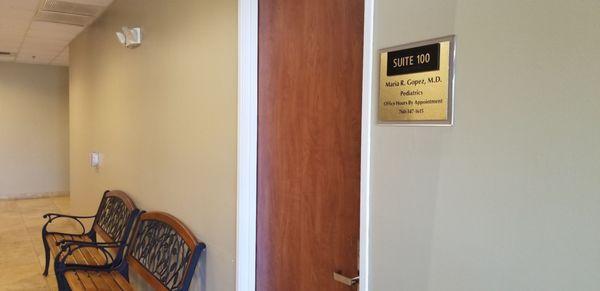 Some benches outside waiting room. Useful when you dont want your healthy baby in the enclosed room.