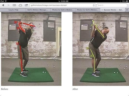 Student before and after, New studio | Golf school Chicago Golf lessons in Chicago | Golf Training in Chicago