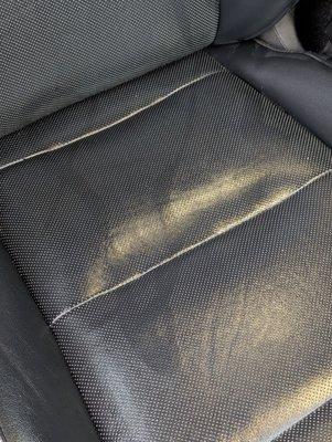 Damaged leather seat