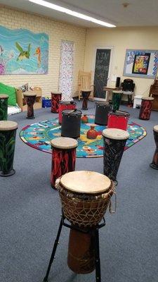 Instruments for the class, "World Percussion for Children"