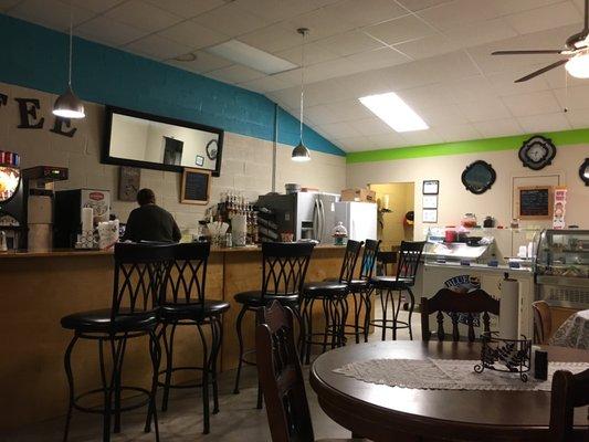 Barista minding the shop