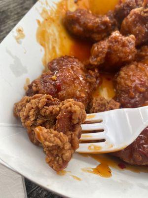 Wings not covered or even tossed in sauce.