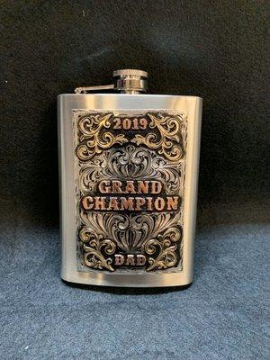 Need that custom gift for a special occasion.  Here is an example of a custom flask we Made.