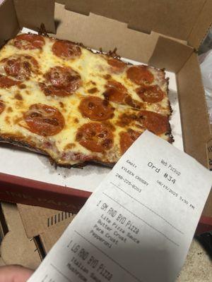 He made the wrong pizza and the dough is raw and cheese isn't cooked through. Pathetic