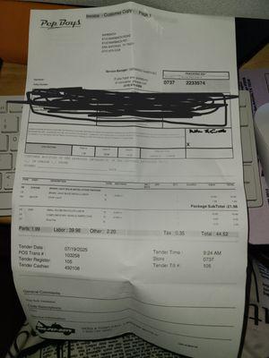 Pep Boys Invoice