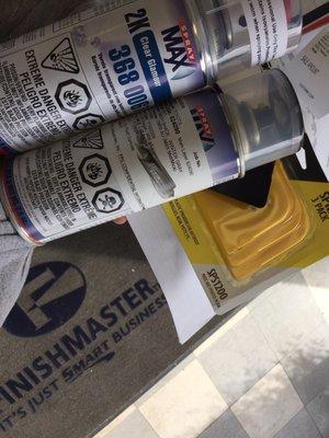 My spray cans with the specific paint for my car!