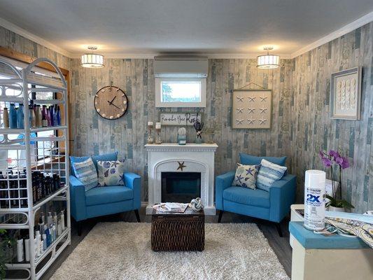 Beach Cutters inviting Waiting area.