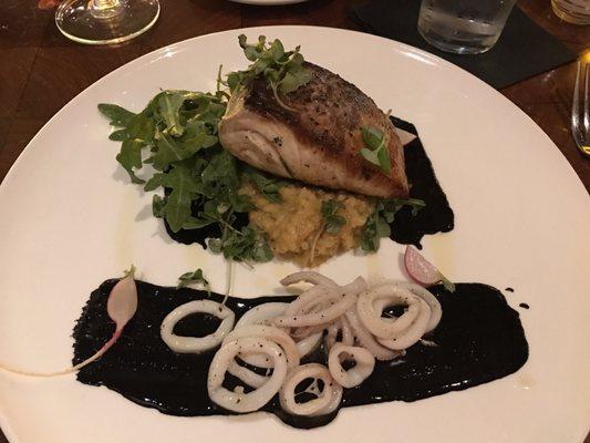 Quid ink! (The black smears on the plate) fish was Deliahla and the risotto was melt in your mouth wonderful.
