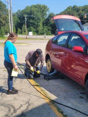 They even changed our tire