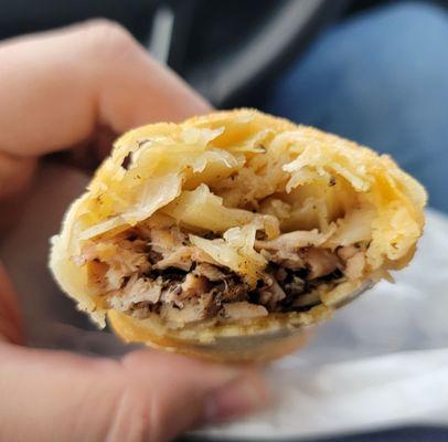 Just jerk chicken and cabbage in the egg roll