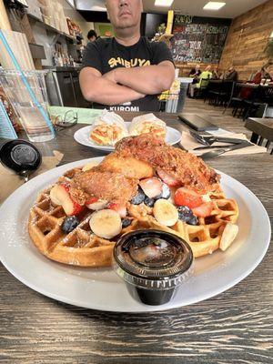 Chorizo Wrap Burrito and Waffles and Chicken