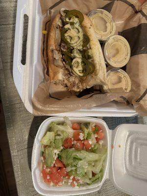 Sad salad and small portion for "regular" size $11 sandwich