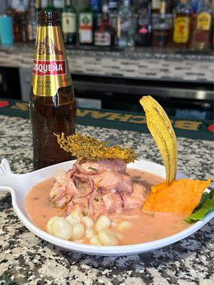 Ceviche de Pescado with a Peruvian lager;)!
