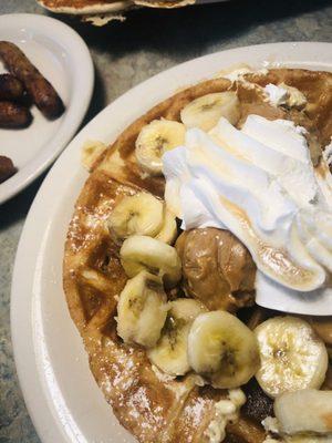 Peanut butter banana waffle