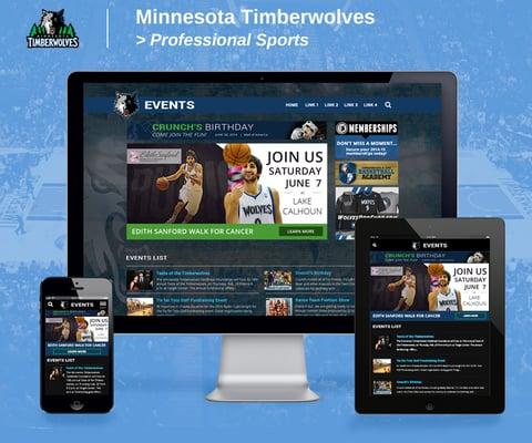 The Minnesota Timberwolves' Event Page made by Happy Dog Web Productions.