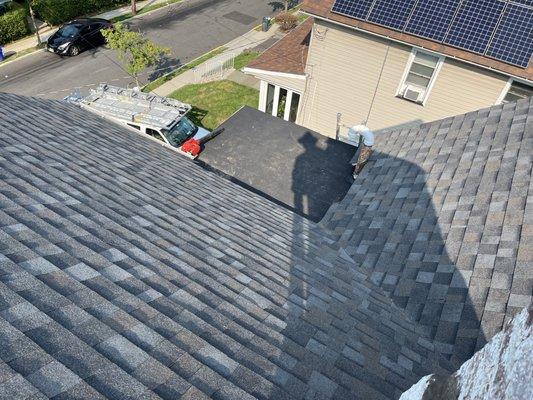 New roof and flat roof