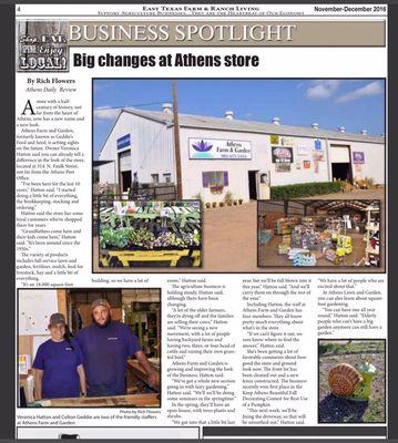 Latest article about the store in the Athens Daily Review