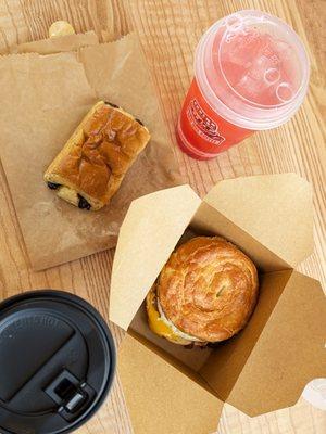 Breakfast croissants, coffee, and lemonade! The best way to start the day!