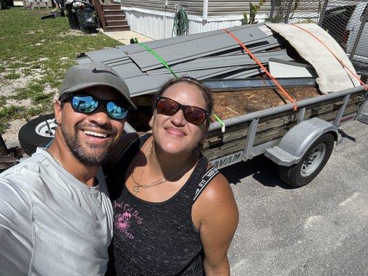 "Metal shed haul -- already torn down and ready to go."