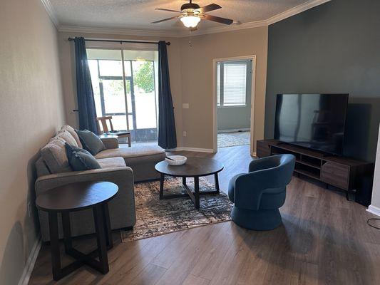 Not the best picture, but the sofa, coffee table, and side tables were from this store.