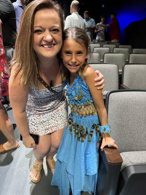 Irene and my daughter at her play ( my daughter was Jasmine in Aladdin)