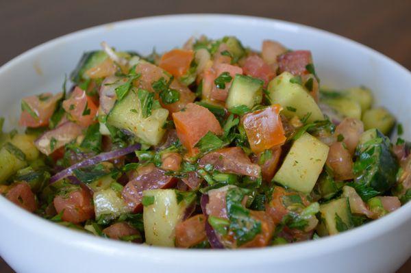 Shirazi Salad. Fresh diced tomato and cucumber