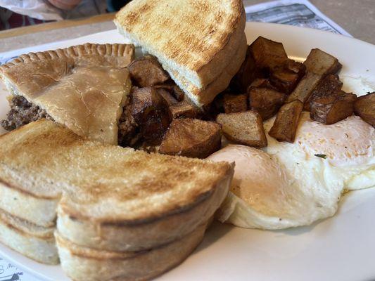 Tourtiere Pie and eggs